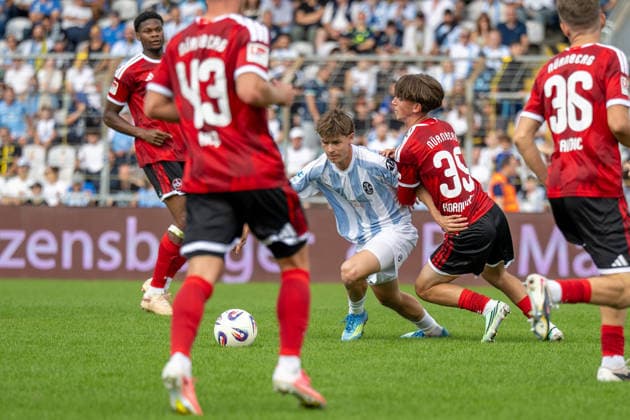 Raphael Ott 22, TSV 1860 Munich; Maarc Kornwachs Barjuna 35, 1. FC Nuremberg II; TSV 1860 Munich vs. FC Nuremberg II, Soccer, Bavarian Regional League, Matchday 10, September 20, 2026. DFB regulations prohibit any use of photographs as image sequences and or quasi-video. Munich, Bavaria, Germany Copyright: xkolbert-press UlrichxGamelx
