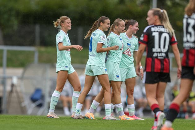 GER, Frankfurt, Eintracht Frankfurt II vs. Hertha BSC Berlin, Women s Bundesliga 2, Soccer, DFB, 2026–2027 Season, Stadion am Brentanobad, Matchday 7: Photo of Elfie Wellhausen, Hertha BSC Women s Team No. 11, Goal, Celebration and Joy, Emotions. DFB and DFL regulations prohibit any use of photographs as image sequences and or quasi-video. September 20, 2026 Copyright: HMBxMedia HendrikxHamelau