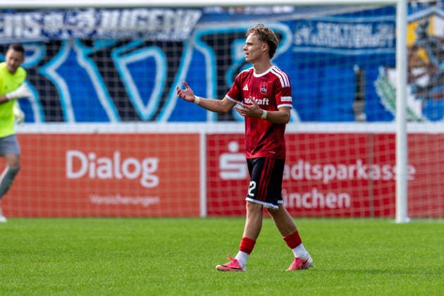 Men s Soccer, Bavarian Regional League, 2026–2027 Season, Matchday 10, September 20, 2026: TSV 1860 Munich vs. 1. FC Nuremberg II. Luca Horst of 1. FC Nuremberg II reacts to the action and is disappointed. MMunich Stadium on Gruenwalder Strasse, Bavaria, Germany
