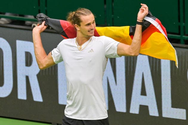 Alexander Zverev (GER) with the German flag, September 20, 2026 ¢ Tennis ¢ Davis Cup Qualifiers, 2nd Round ¢ Germany vs. Croatia, Heristo Arena, Halle Westfalen, North Rhine-Westphalia, Germany Copyright: xpepphotox xHorstxMauelshagenx pep00321, pep_20260920_hm