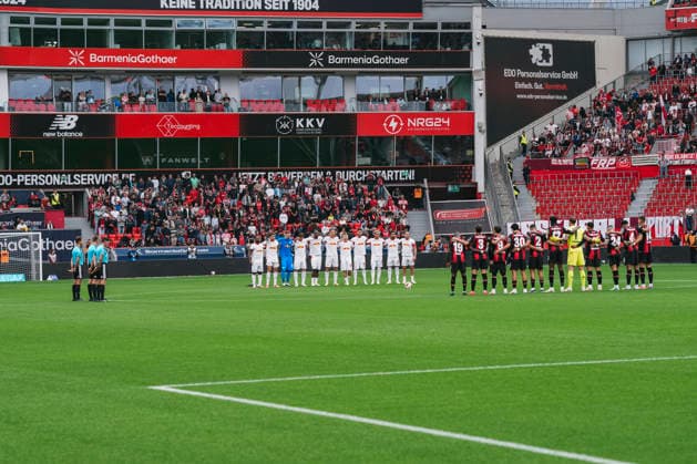 September 20, 2026, xjmrgnx, Soccer, Bundesliga 1, Bayer 04 Leverkusen vs. RB Leipzig – A moment of silence before the game for Peter Hermann. DFL and DFB regulations prohibit any use of photographs as image sequences and or quasi-video. Leverkusen