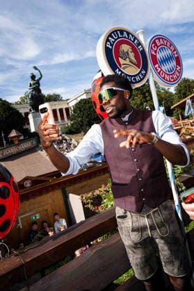 Alphonso DAVIES M, soccer player for FC Bayern Munich, on his traditional Oktoberfest visit to the Kaefer Schaenke on September 20, 2026, in Munich, Germany Â