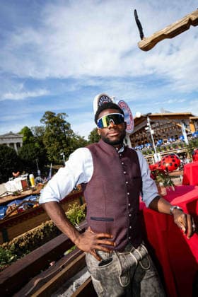 Assistant Coach Aaron DANKS M, FC Bayern Munich soccer team, traditional Oktoberfest visit to the Kaefer Schaenke on September 20, 2026, in Munich, Germany Â