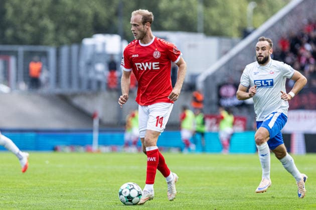 3rd League, Matchday 7: Rot-Weiss Essen vs. Hansa Rostock, September 20, 2026; Lucas Brumme, Rot-Weiss Essen; 14; 3rd League, Matchday 7: Rot-Weiss Essen vs. Hansa Rostock, Stadion an der Hafenstraße, Essen, September 20, 2026. DFL regulations prohibit any use of photographs as image sequences and or quasi-video. Copyright: xBEAUTIFULxSPORTS Buriakovx
