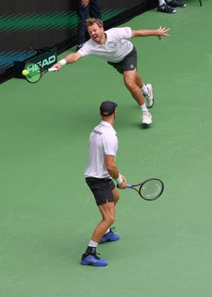 L R Team Germany, Kevin Krawietz, Tim Puetz, Men s Doubles, Davis Cup Germany vs. Croatia, Heristo Arena, Halle Westf, Germany Tennis Davis Cup 20026 Heristo Arena Halle West North Rhine-Westphalia Germany September 20, 2026 Copyright: xJuergenxHasenkopfx