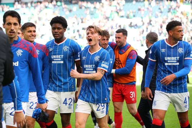 James Penrice celebrates with his team mates after the William Hill Scottish Premiership match at Parkhead, Glasgow. Celtic v Rangers - William Hill Scottish Premiership - Parkhead, Glasgow, Lanarkshire, Scotland, UK - 20 Sep 2026Glasgow Parkhead Lanarkshire United Kingdom  Copyright: xO Rourke RangersxFC Shutterstockx 17159973dv