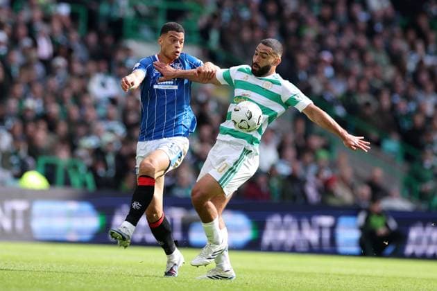 Kevin Kelsy of Rangers battles for the ball with Cameron Carter-Vickers of Celtic during the William Hill Scottish Premiership match at Parkhead, Glasgow. Celtic v Rangers - William Hill Scottish Premiership - Parkhead, Glasgow, Lanarkshire, Scotland, UK - 20 Sep 2026Glasgow Parkhead Lanarkshire United Kingdom  Copyright: xO Rourke RangersxFC Shutterstockx 17159973ej