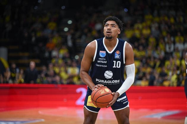 September 20, 2026, GER, Basketball, Bundesliga 1 Matchday, 2026–2027 Season, Oldenburg, EWE Arena, EWE Baskets Oldenburg vs. Syntainics MBC during a free throw by Kostja MUSHIDI, Syntainics MBC 10, Oldenburg, EWE Arena, Lower Saxony, Germany Copyright: xnordphotoxGmbHx xRojahnx