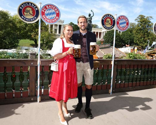 Harry Kane and his wife Katie Goodland: FC Bayern Munich s traditional visit to the Munich Oktoberfest, Wiesn, Volksfest, September 20, 2026. PHOTO: FC Bayern via Mladen Lackovic