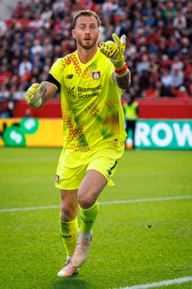 LEVERKUSEN, GERMANY - SEPTEMBER 20, 2026: Mark Flekken (Bayer 04 Leverkusen, 1) reacts during the German Bundesliga match on gameday 4 between Bayer 04 Leverkusen vs. RB Leipzig at BayArena on September 20, 2026 in Leverkusen, Germany. DFL REGULATIONS PROHIBIT ANY USE OF PHOTOGRAPHS AS IMAGE SEQUENCES AND OR QUASI-VIDEO. Northrhine-Westphalia Germany Copyright: xAxelxKohringx