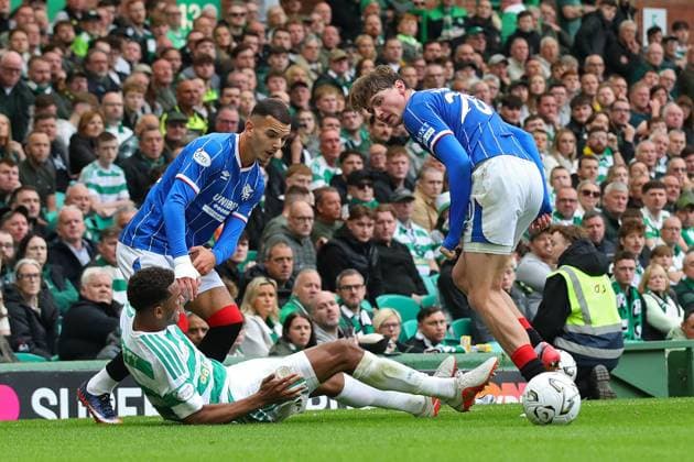Badredine Bouanani and Ryan Naderi of Rangers battle for the ball with Auston Trusty of Celtic during the William Hill Scottish Premiership match at Parkhead, Glasgow. Celtic v Rangers - William Hill Scottish Premiership - Parkhead, Glasgow, Lanarkshire, Scotland, UK - 20 Sep 2026Glasgow Parkhead Lanarkshire United Kingdom  Copyright: xO Rourke RangersxFC Shutterstockx 17159973fa