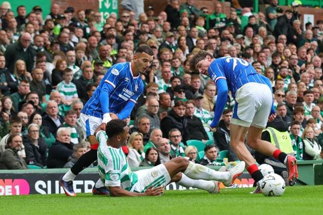 Badredine Bouanani and Ryan Naderi of Rangers battle for the ball with Auston Trusty of Celtic during the William Hill Scottish Premiership match at Parkhead, Glasgow. Celtic v Rangers - William Hill Scottish Premiership - Parkhead, Glasgow, Lanarkshire, Scotland, UK - 20 Sep 2026Glasgow Parkhead Lanarkshire United Kingdom  Copyright: xO Rourke RangersxFC Shutterstockx 17159973fc