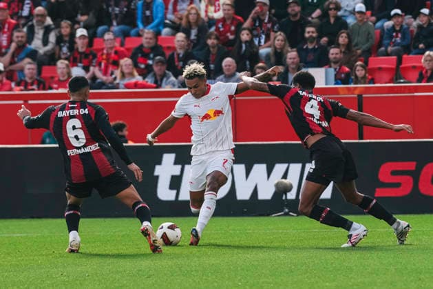 September 20, 2026, xjmrgnx, Soccer, Bundesliga 1, Bayer 04 Leverkusen vs. RB Leipzig: Shot attempt by Antonio Nusa 7, Leipzig vs. Equi Fernandez 6, Leverkusen and Jarell Quansah 4, Leverkusen DFL DFB REGULATIONS PROHIBIT ANY USE OF PHOTOGRAPHS AS IMAGE SEQUENCES AND OR QUASI-VIDEO Leverkusen