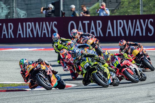 MOTORSPORTS - MotoGP, GP of Austria 2026 SPIELBERG,AUSTRIA,20.SEP.26 - MOTORSPORTS - MotoGP, Grand Prix of Austria, Red Bull Ring. Image shows Brad Binder (RSA Red Bull KTM Factory Racing), Raul Fernandez (ESP SuperFile Trackhouse MotoGP Team), Diogo Moreira (BRA Pro Honda LCR) and Pol Espargaro (ESP Red Bull KTM Tech3).  GEPAxpictures xMatthiasxTrinkl
