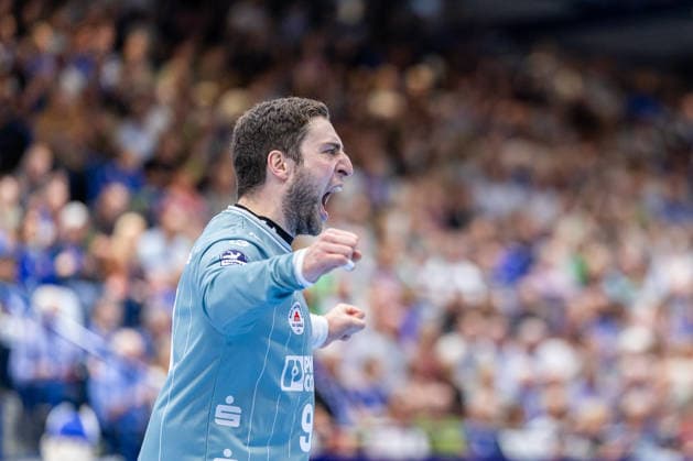 Domenico Ebner of TBV Lemgo Lippe, 94, celebrates after a save. GER, TBV Lemgo Lippe vs. HC Erlangen, Handball, 1st Bundesliga, Matchday 5, 2026–2027 season, September 20, 2026 GER, TBV Lemgo Lippe vs. HC Erlangen, Handball, 1st Bundesliga, Matchday 5, 2026–2027 season, September 20, 2026 Lemgo Copyright: xEibner-Pressefoto JanxRollingerx EP_JSK