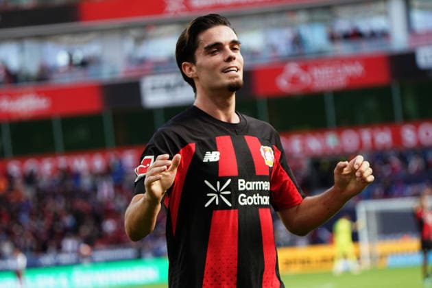 Leverkusen Soccer, Bundesliga Season 2026–2027: Bayer 04 Leverkusen vs. RB Leipzig, September 20, 2026, BayArena, Leverkusen; Miguel Gutierrez, Bayer 04 Leverkusen, Spain, SPain, ESP; Action, Still Image