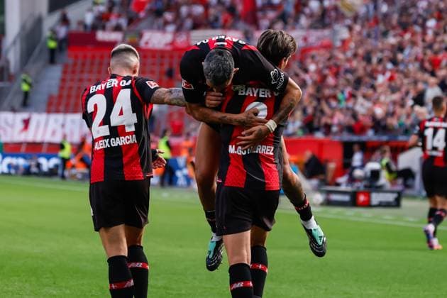 LEVERKUSEN - 3 Miguel Gutierrez of Bayer Leverkusen celebrates his team s second goal during the Bundesliga match between Bayer 04 Leverkusen and RB Leipzig at the BayArena on September 20, 2026, in Leverkusen, Germany. MARCEL TER BALS ANP Bundesliga 2026 27 xVIxANPxSportx xMarcelxterxBalsxIVx 569406740 originalFilename: 569406740.jpg