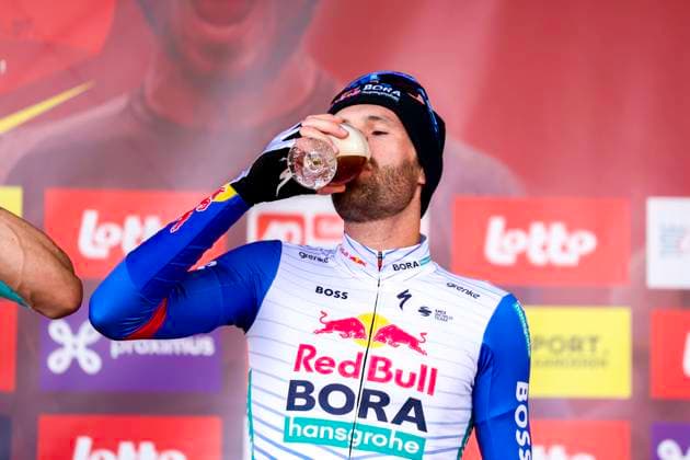Gooikse Pijl 2026 Cycling Race GOOIK, BELGIUM - SEPTEMBER 20 : Meeus Jordi (BEL) of Red Bull BORA Hansgrohe third place celebrate the victory picturedduring the 23th edition of the Gooikse Pijl one day cycling road race for Men Elite of 199 km with start in Roosdaal and finish in Gooik on September 20, 2026 in Gooik, Belgium, 20 09 2026 Gooik Belgium  Copyright: xXpix