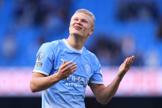 Manchester City gegen Sunderland, 20. September 2026, Premier League, Manchester City gegen Sunderland: Erling Haaland von Manchester City jubelt nach dem Spiel. Foto: Simon Stacpoole, Offside, Manchester, Großbritannien  Copyright: xSimonxStacpoolexOffside