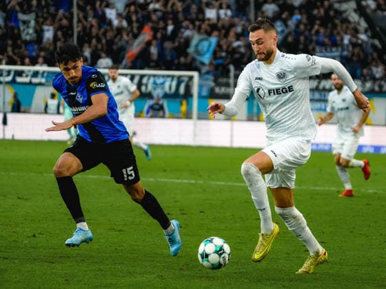 September 20, 2026, xwppx, Soccer 3rd Division, SV Waldhof Mannheim vs. Preußen Münster; Claudio Kammerknecht (SV Waldhof Mannheim), Felix Higl (Preußen Münster)