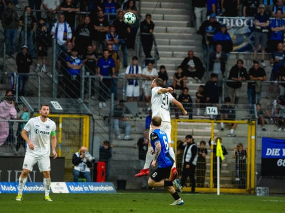 September 20, 2026, xwppx, Soccer 3rd Division, SV Waldhof Mannheim vs. Preußen Münster – Rico Preißinger of Preußen Münster heading the ball