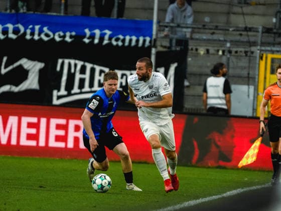 September 20, 2026, xwppx, Soccer 3rd Division, SV Waldhof Mannheim vs. Preußen Münster: Joey Müller (SV Waldhof Mannheim) and Rico Preißinger (Preußen Münster) in a tackle