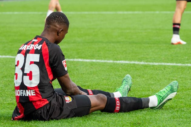 Germany 1 Bundesliga 2026–2027, Matchday 4, Bayer 04 Leverkusen vs. RB Leipzig, Saturday, September 20, 2026, BayArena Stadium, Leverkusen, North Rhine-Westphalia, Christian Kofane, Bayer 04 Leverkusen, 35 scoring chances, frustration, anger, emotions, gestures, gesturing, Leverkusen, BayArena Stadium, Leverkusen, Germany Copyright: xOrhanxHabashx