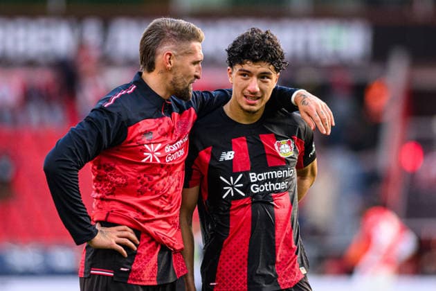 LEVERKUSEN, GERMANY - 20 SEPTEMBER, 2026: Robert Andrich, Ibrahim Maza - The Bundesliga match Bayer 04 Leverkusen vs. RB Leipzig at BayArena.  Copyright: xVitaliixKliuievx