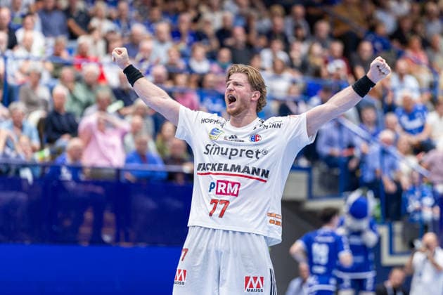 Maciej Gebala, HC Erlangen, 77, celebrates; GER, TBV Lemgo Lippe vs. HC Erlangen, Handball, 1st Bundesliga, Matchday 5, 2026–2027 season, September 20, 2026, GER, TBV Lemgo Lippe vs. HC Erlangen, Handball, 1st Bundesliga, Matchday 5, 2026–2027 Season, September 20, 2026, Lemgo Copyright: xEibner-Pressefoto JanxRollingerx EP_JSK