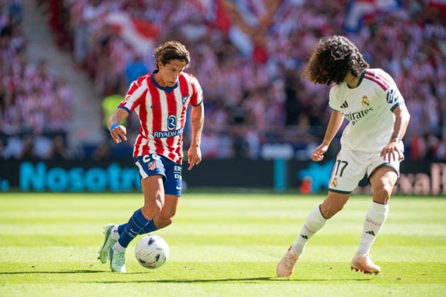 RECORD DATE NOT STATED 20th September 2026; Riyadh Air Metropolitano, Madrid, Spain; Spanish La Liga Football, Atletico Madrid versus Real Madrid; Giuliano Simeone of Atletico Madrid and Marc Cucurella of Real Madrid AdelinaxCobos