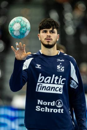 Opel HBL SG Flensburg Handewitt vs. Handball Club Hamburg, September 20, 2026: Patrick Volz, No. 28, of SG Flensburg Handewitt during warm-ups for the Opel HBL match between SG Flensburg Handewitt and Handball Club Hamburg at the GGW Arena on September 20, 2026 Copyright: xBEAUTIFULxSPORTS MarioxM.xKobergx