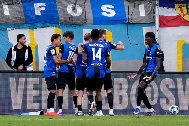 Players from SV Waldhof Mannheim celebrate the goal that makes it 2–0, Celebration, goal celebration, scoring a goal, celebrate the goal, goal, celebration, celebrating the goal, joy, happiness, happy, optimistic, positive, game scene, highlight, action, September 20, 2026, Mannheim, Germany, soccer, 3. Liga, SV Waldhof Mannheim vs. SC Preußen Münster, DFB and DFL regulations prohibit any use of photographs as image sequences and or quasi-video xozx