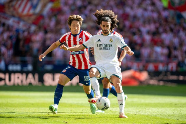 RECORD DATE NOT STATED 20th September 2026; Riyadh Air Metropolitano, Madrid, Spain; Spanish La Liga Football, Atletico Madrid versus Real Madrid; Marc Cucurella of Real Madrid and Kang in Lee of Atletico Madrid AdelinaxCobos