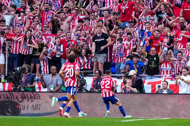 September 20, 2026, Madrid, Madrid, Spain: Alejandro Grimaldo of Atletico de Madrid celebrates a goal during the Spanish League, LaLiga EA Sports, football match played between Atletico de Madrid and Real Madrid CF at Riyadh Air Metropolitano stadium on September 20, 2026, in Madrid, Spain. Madrid Spain - ZUMAa181 20260920_zaa_a181_157 Copyright: xOscarxJ.xBarrosox