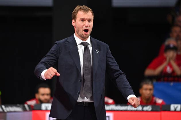 Coach Svetislav PESIC (FCB), gesturing, giving instructions, single frame, cropped close-up, half-length shot, basketball (BBL), 2026–2027 season, FC Bayern Munich vs. Bamberg Baskets on September 20, 2026, BMW Park