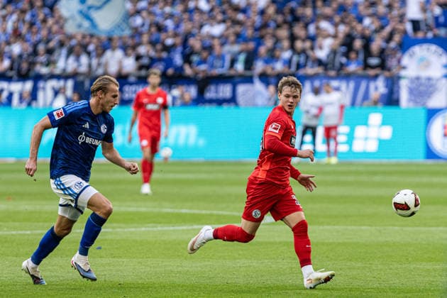 1 Bundesliga FC Schalke 04 vs. SV Elversberg September 20, 2026 Cole Campbell, SV Elversberg, September 39, 2026, Bundesliga Matchday 4: FC Schalke 04 vs. SV Elversberg at Veltins Arena, Gelsenkirchen. DFL regulations prohibit any use of photographs as image sequences and or quasi-video. Copyright: xBEAUTIFULxSPORTS Buriakovx