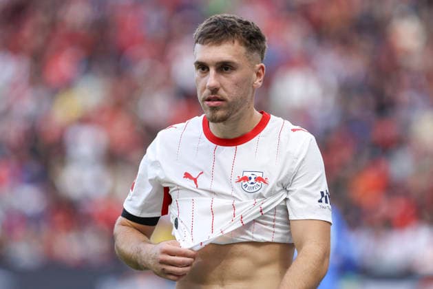 Brajan Gruda of RB Leipzig looks on during the Bundesliga match between Bayer 04 Leverkusen and RB Leipzig, BayArena on September 20, 2026, in Leverkusen, Germany. Photo by Oliver Kaelke, DeFodi Images. Brajan Gruda of RB Leipzig looks on during the Bundesliga match between Bayer 04 Leverkusen and RB Leipzig at BayArena on September 20, 2026 in Leverkusen, Germany. Photo by Oliver Kaelke, DeFodi Images. DFB and DFL regulations prohibit any use of photographs as image sequences and or quasi-video. Photo by Oliver Kaelke, DeFodi Images.