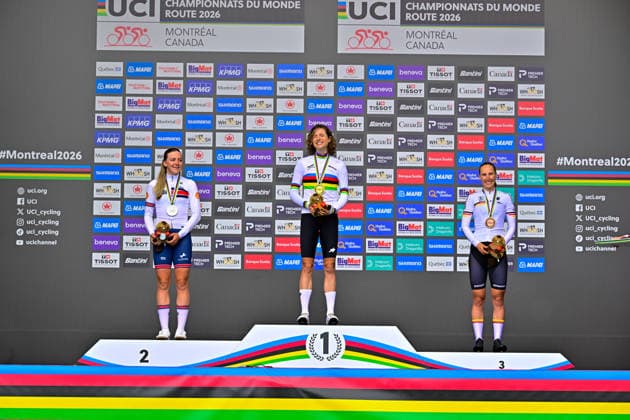 Women s Individual Time Trial Winners, 2026 Road Cycling World Championships, Montreal: Marlen Reusser (Switzerland), Zoe Bäckstedt (Great Britain), Franziska Koch (Germany) Women s Individual Time Trial Winners, 2026 Road Cycling World Championships, Montreal Road Cycling World Championships