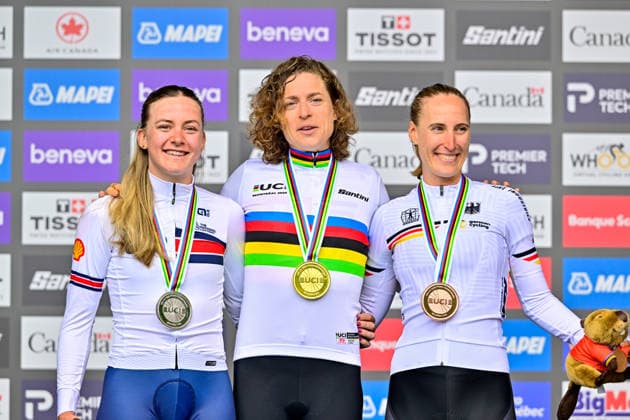 Women s Individual Time Trial Winners, 2026 Road Cycling World Championships, Montreal: Marlen Reusser (Switzerland), Zoe Bäckstedt (Great Britain), Franziska Koch (Germany) Women s Individual Time Trial Winners, 2026 Road Cycling World Championships, Montreal Road Cycling World Championships