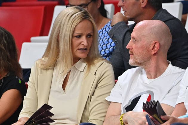 Matthias SAMMER with his wife Karin at a BBL basketball game, 2026–2027 season: FC Bayern Munich vs. Bamberg Baskets on September 20, 2026, at BMW Park