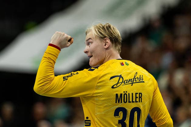 Opel HBL SG Flensburg Handewitt vs. Handball Club Hamburg, September 20, 2026: Celebration and joy as Simon Möller (No. 30) makes a save, SG Flensburg Handewitt Opel HBL SG Flensburg Handewitt vs. Handball Club Hamburg, GGW Arena on September 20, 2026 Copyright: xBEAUTIFULxSPORTS MarioxM.xKobergx