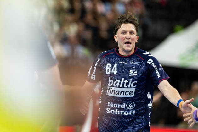 Opel HBL SG Flensburg Handewitt vs. Handball Club Hamburg, September 20, 2026—Lasse Kjaer Moller, No. 64, SG Flensburg Handewitt; Opel HBL SG Flensburg Handewitt vs. Handball Club Hamburg, GGW Arena, September 20, 2026 Copyright: xBEAUTIFULxSPORTS MarioxM.xKobergx