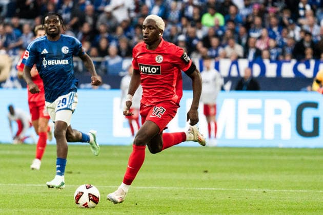 Germany 1 Bundesliga 2026–2027, Matchday 4: FC Schalke 04 vs. SV Elversberg, September 20, 2026, Veltins Arena, Gelsenkirchen, North Rhine-Westphalia; David Ngabi Mokwa (Elversberg), 42 Copyright: xCelinaxLeiersx