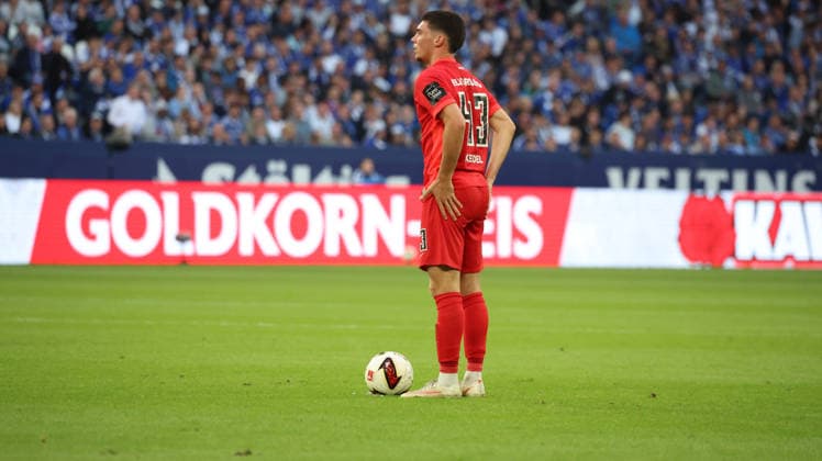 September 20, 2026, xrekx, Soccer, Bundesliga 1, FC Schalke 04 vs. SV Elversberg, Felix Keidel, SV 07 Elversberg. DFL and DFB regulations prohibit any use of photographs as image sequences and or quasi-video. Gelsenkirchen