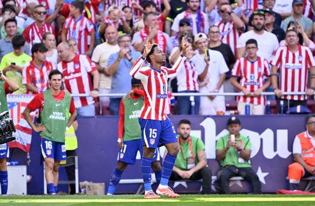 Atletico Madrid v Real Madrid - La Liga MADRID, SPAIN - SEPTEMBER 20: Jonathan David of Atletico Madrid celebrates after scoring a goal during the La Liga week 7 match between Atletico Madrid and Real Madrid at Riyadh Air Metropolitano Stadium in Madrid, Spain, on September 20, 2026. Burak Akbulut Anadolu Madrid Spain. Editorial use only. Please get in touch for any other usage.  Copyright: x2026xAnadoluxBurakxAkbulutx