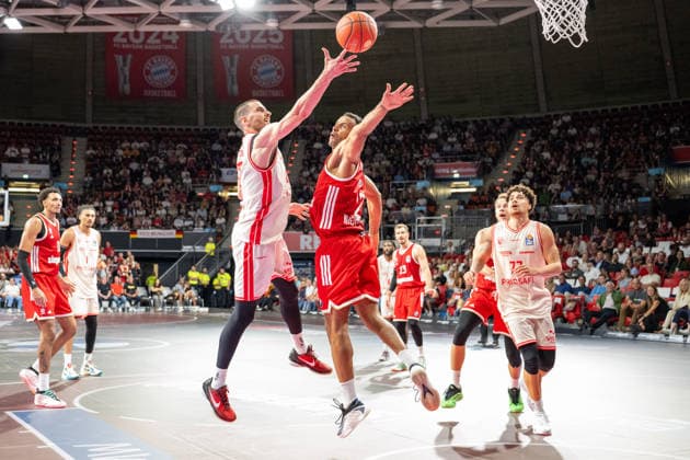 Daniel Keppeler 31 BMA365 Bamberg Baskets, Johannes Thiemann 32 FC Bayern Basketball, FC Bayern Basketball BMA365 Bamberg Baskets, BBL, Matchday 1, September 20, 2026, Munich, Bavaria, Germany Copyright: xkolbert-press UlrichxGamelx