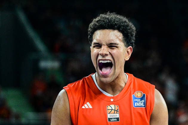 September 20, 2026, GER, Basketball, Men s, easycredit Basketball Bundesliga, 2026–2027 Season, Matchday 1, ratiopharm Ulm vs. MHP Riesen Ludwigsburg, Michael Rataj, Ulm, 12, celebration, emotion, Neu Ulm, ratiopharm Arena, Bavaria, Germany Copyright: xNordphotox xHafnerx