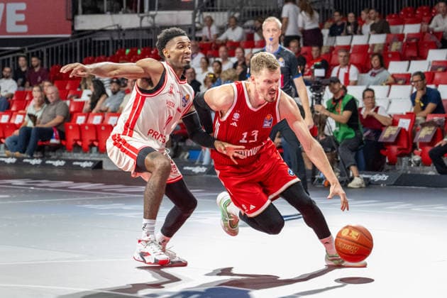 Mylik Wilson 10 BMA365 Bamberg Baskets, Andreas Obst 13 FC Bayern Basketball, FC Bayern Basketball BMA365 Bamberg Baskets, BBL, Matchday 1, September 20, 2026, Munich, Bavaria, Germany Copyright: xkolbert-press UlrichxGamelx