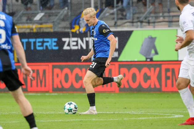 Julian Rieckmann, SV Waldhof Mannheim, 21, Soccer 3rd Division, Matchday 7, SV Waldhof Mannheim vs. SC Preußen Münster on September 20, 2026, at Carl Benz Stadium in Mannheim, Germany, 2026, Franz Reindel, Mannheim, Carl Benz Stadium, Germany Copyright: xFranzxReindelx