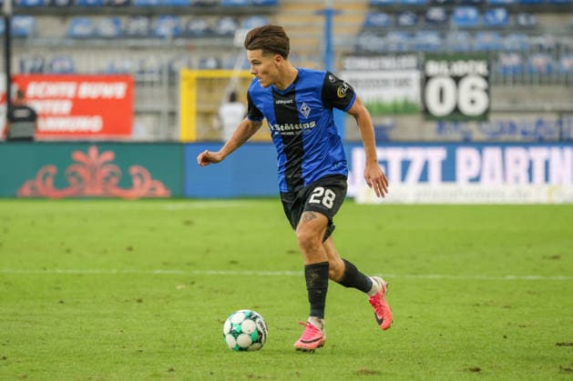 Diego Michel, SV Waldhof Mannheim, 28, Soccer 3rd Division, Matchday 7, SV Waldhof Mannheim vs. SC Preußen Münster on September 20, 2026, at Carl Benz Stadium in Mannheim, Germany, 2026, Franz Reindel, Mannheim, Carl Benz Stadium, Germany Copyright: xFranzxReindelx